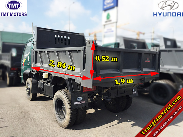 Kích thước thùng xe ben TMT 3T49 HD7335D động cơ Hyundai nhập khẩu-trungtamxetai.com